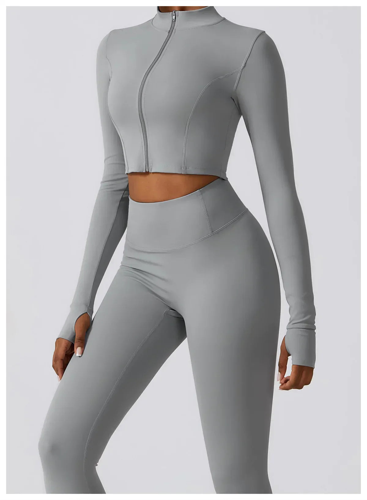 2/3-Piece Activewear Set - Leggings, Bra & Long Sleeve Top