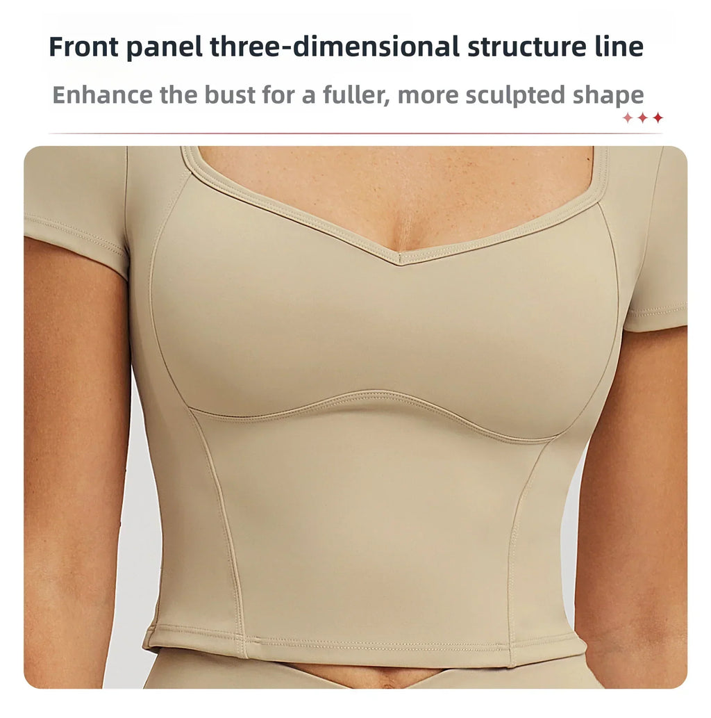 Short-Sleeve Stretch Sports Tee - Women's Yoga & Gym Top