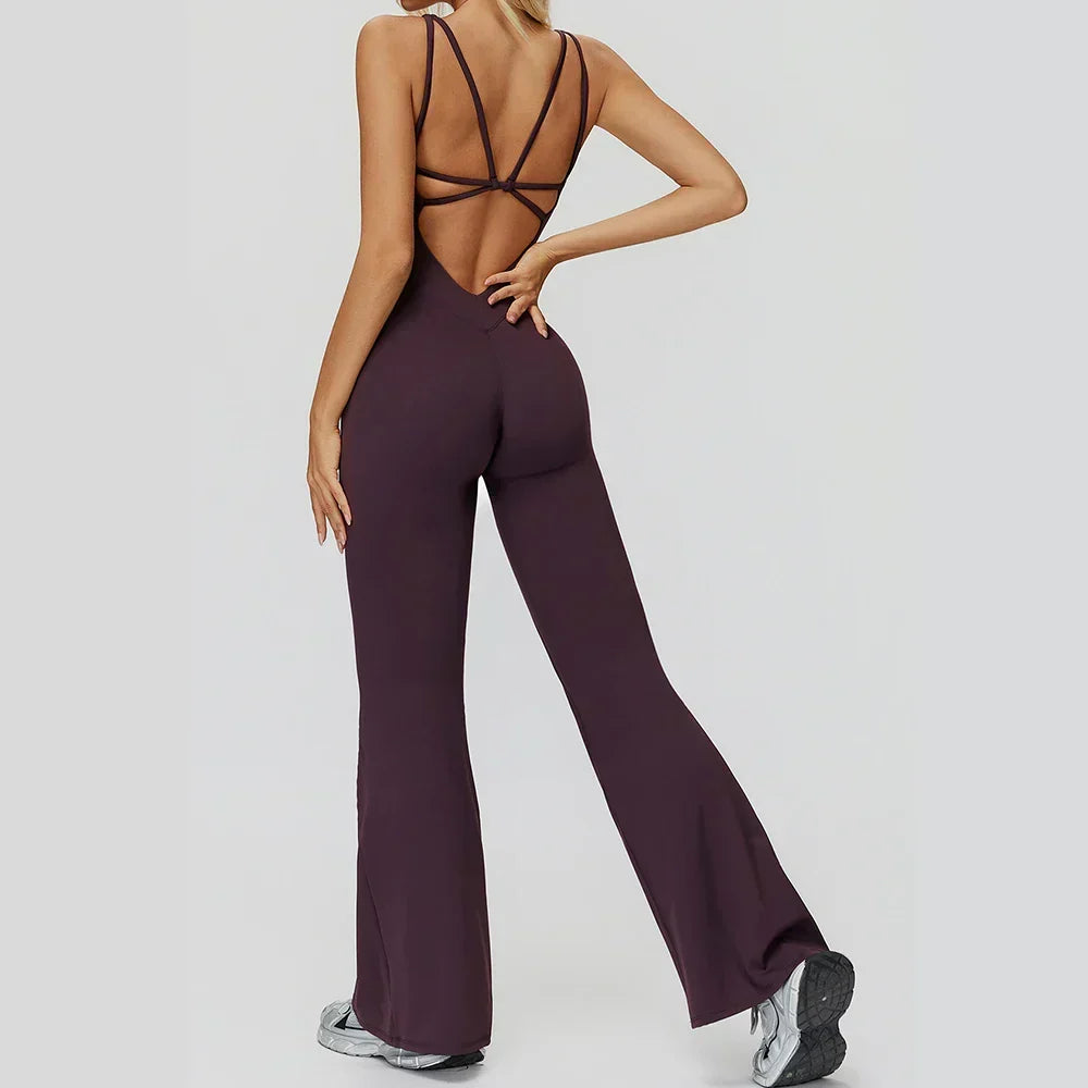 Stretch Push-Up Romper - Women's Yoga & Gym Tracksuit Set