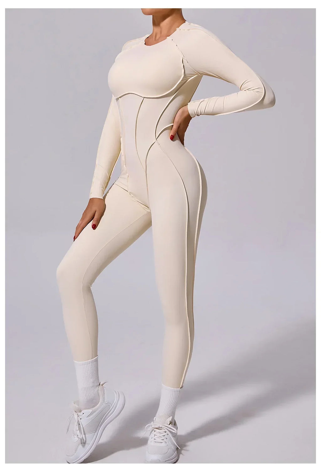 Long Sleeve Overalls Romper - Women's Running & Gym Jumpsuit