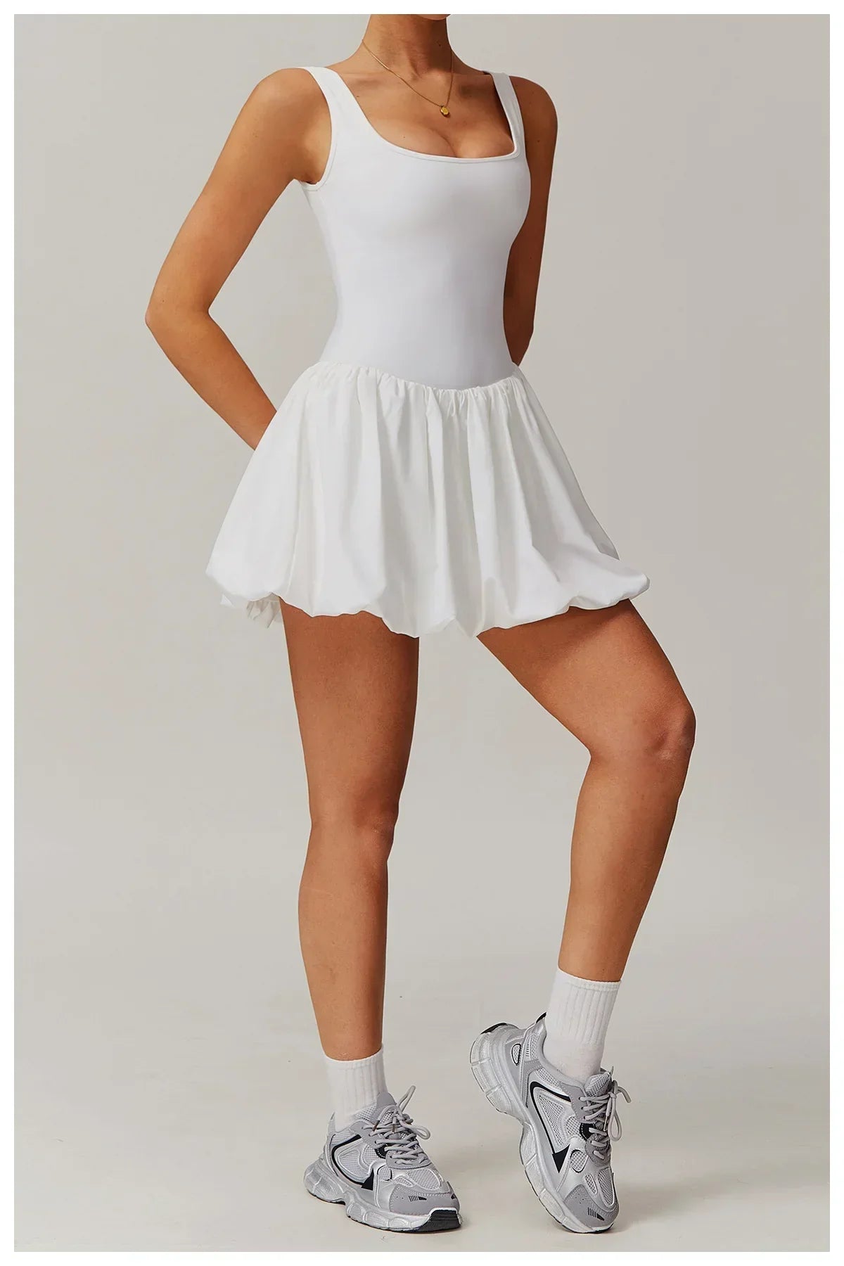 One-Piece Sports Dress Romper - Women's Push-Up Yoga Jumpsuit