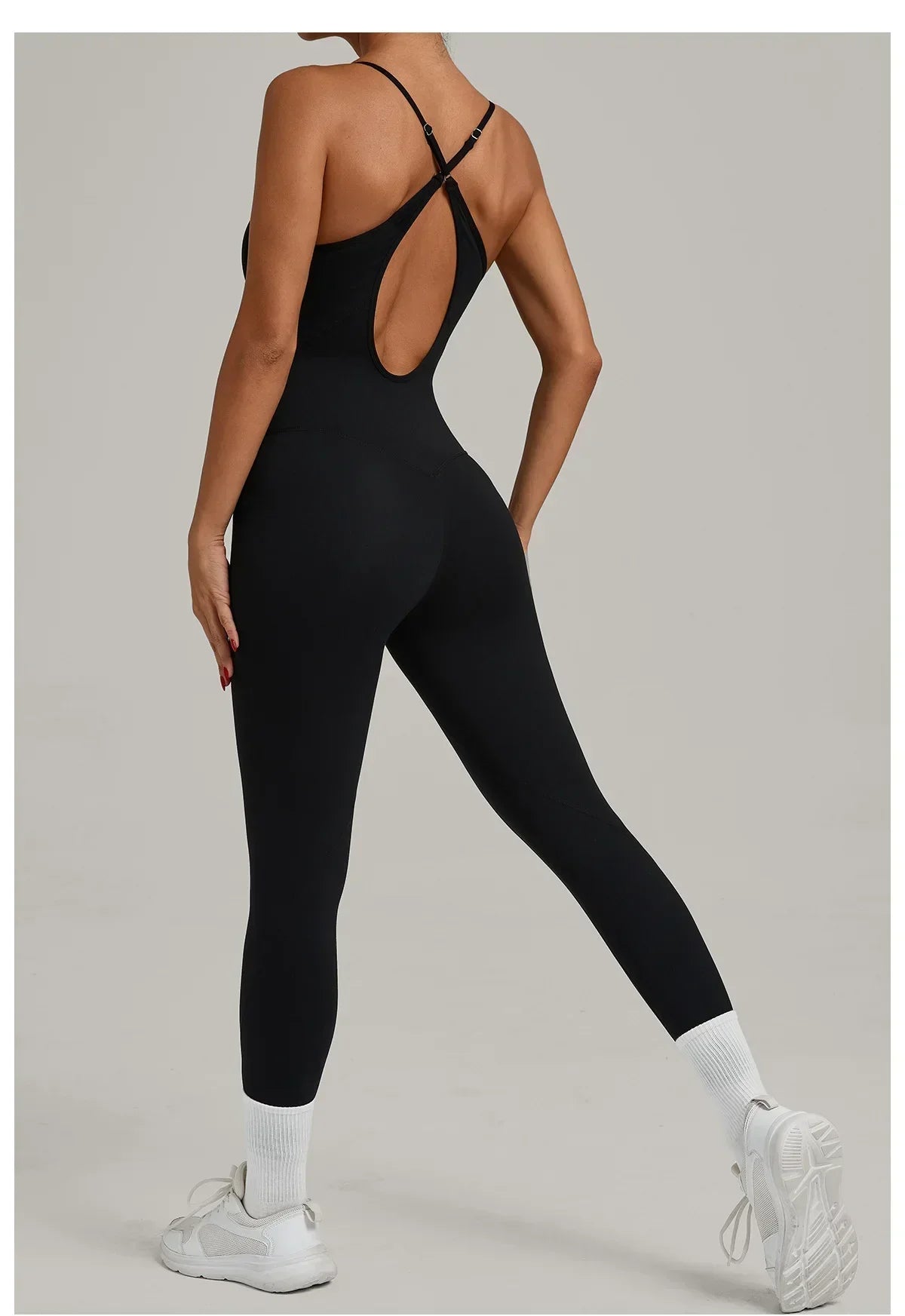 Scrunch Backless Romper - Women's One-Piece Yoga Jumpsuit