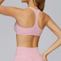 V-Neck Sports Bra with Removable Pads - Quick-Dry Push-Up