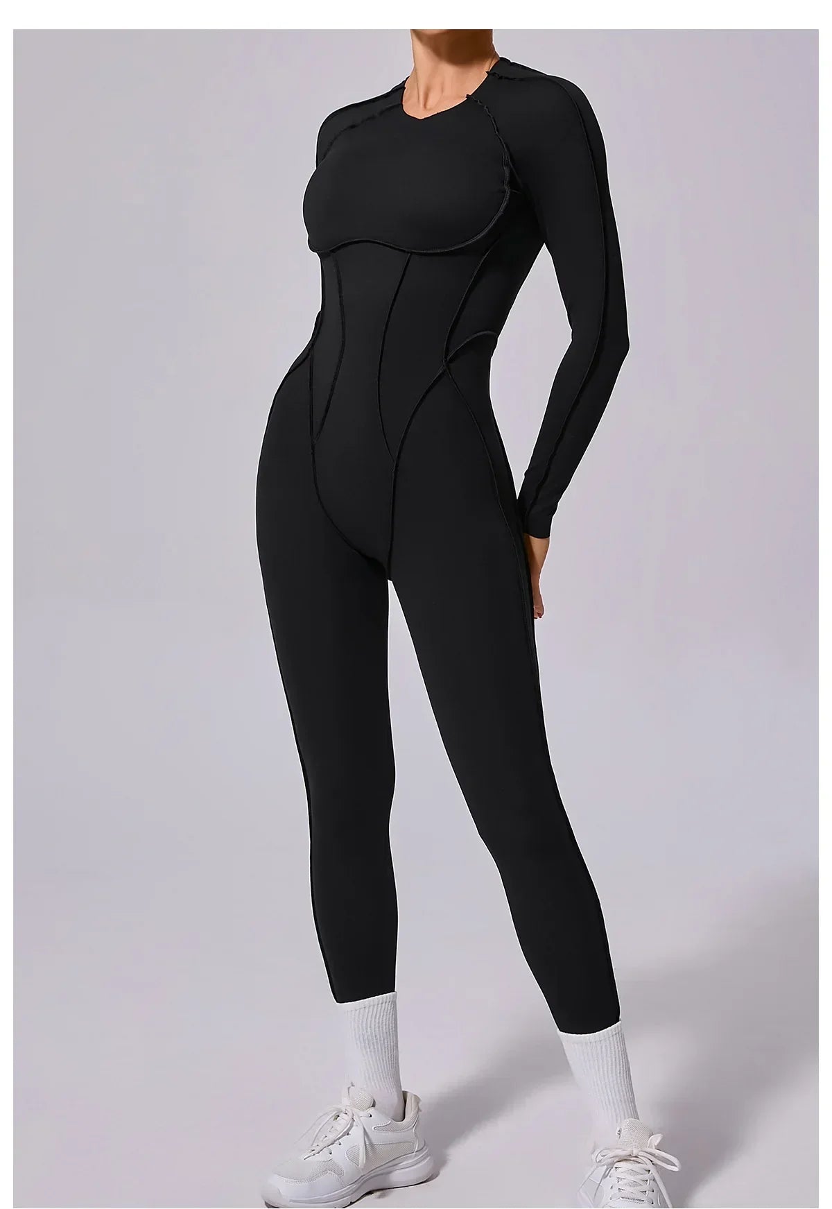 Long Sleeve Overalls Romper - Women's Running & Gym Jumpsuit