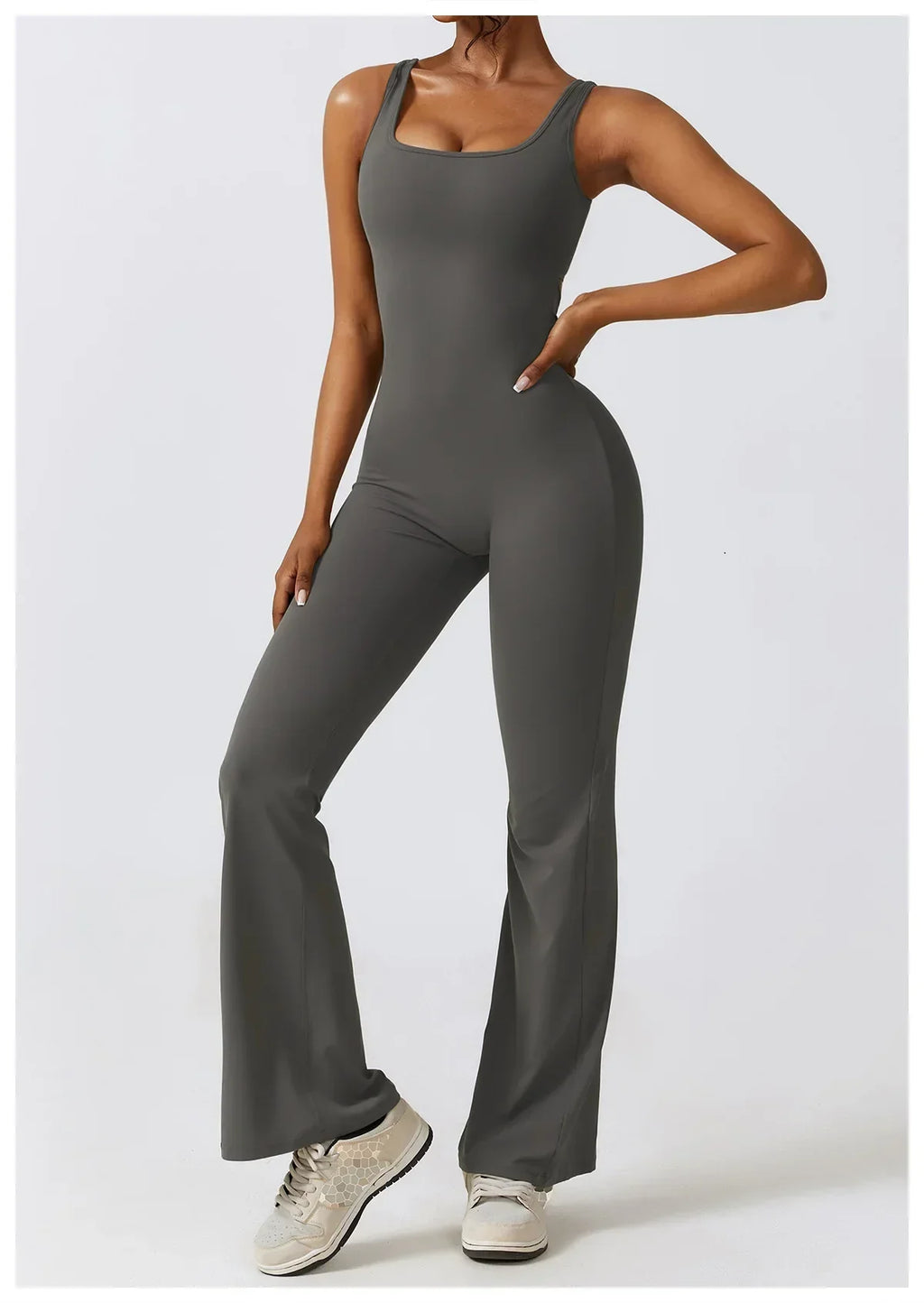 One-Piece Stretch Bodysuit - Women's Push-Up Workout Jumpsuit