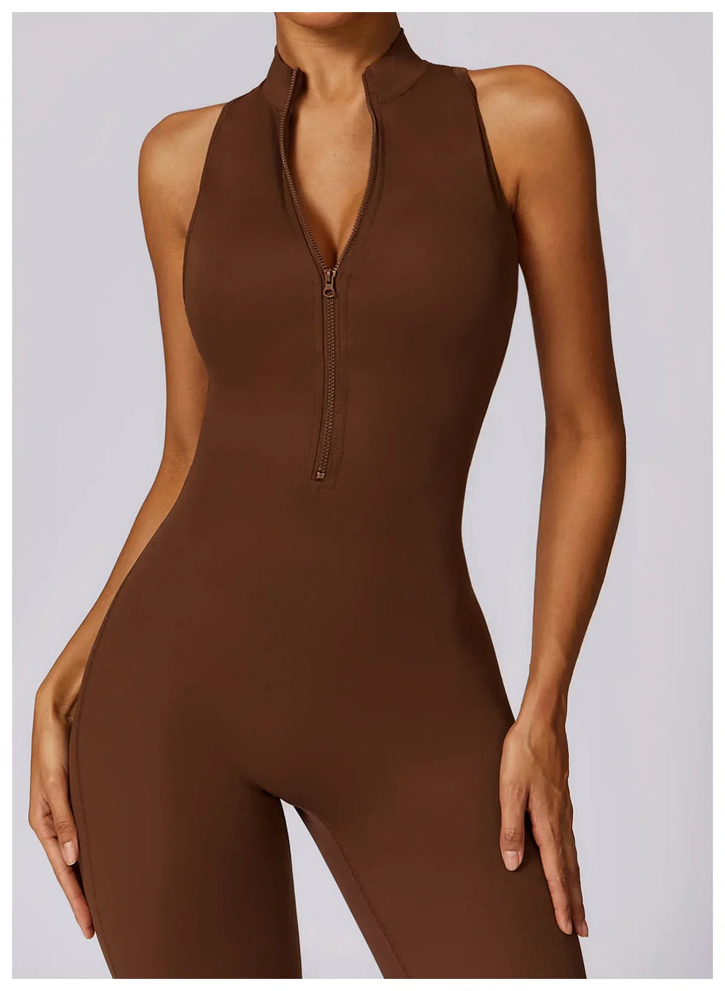 Zip-Front Yoga Jumpsuit - Women's Pilates & Gym Overalls