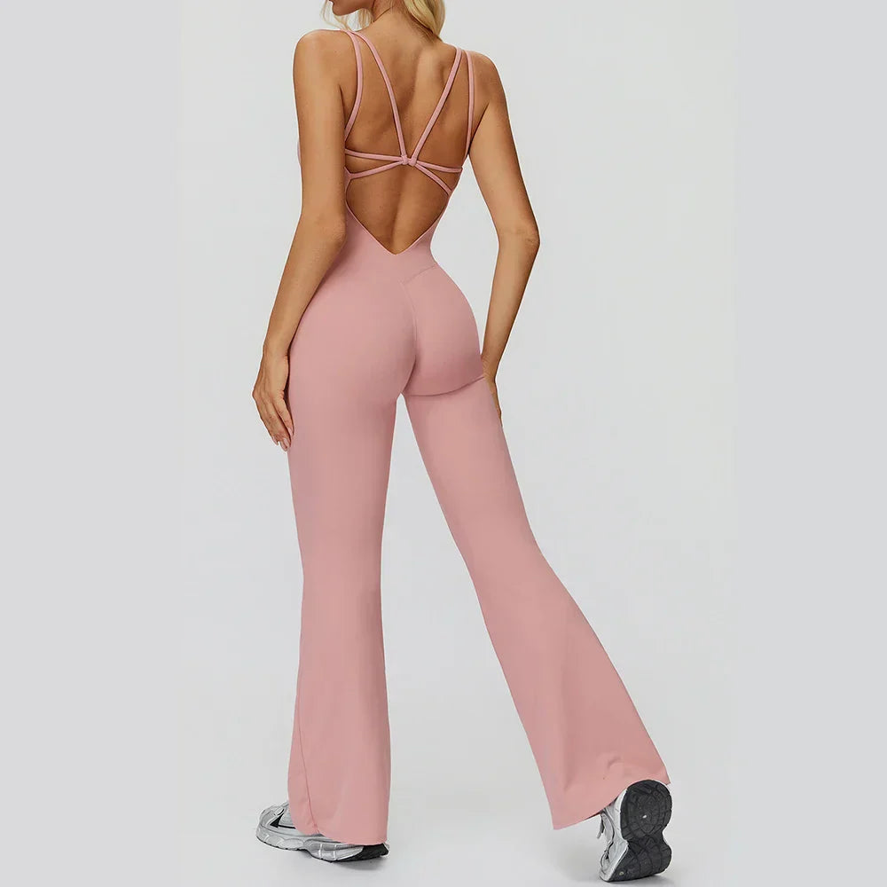 Stretch Push-Up Romper - Women's Yoga & Gym Tracksuit Set