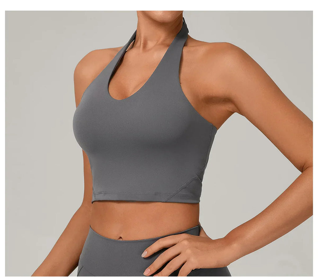 Halter High-Support Sports Bra - Open-Back Push-Up