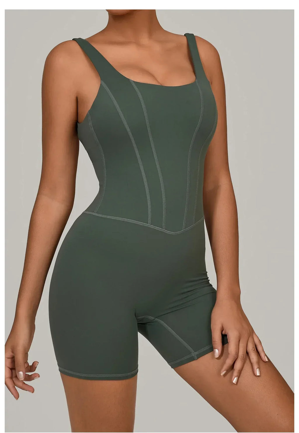 Backless Bodycon Romper - Women's Push-Up Workout Jumpsuit