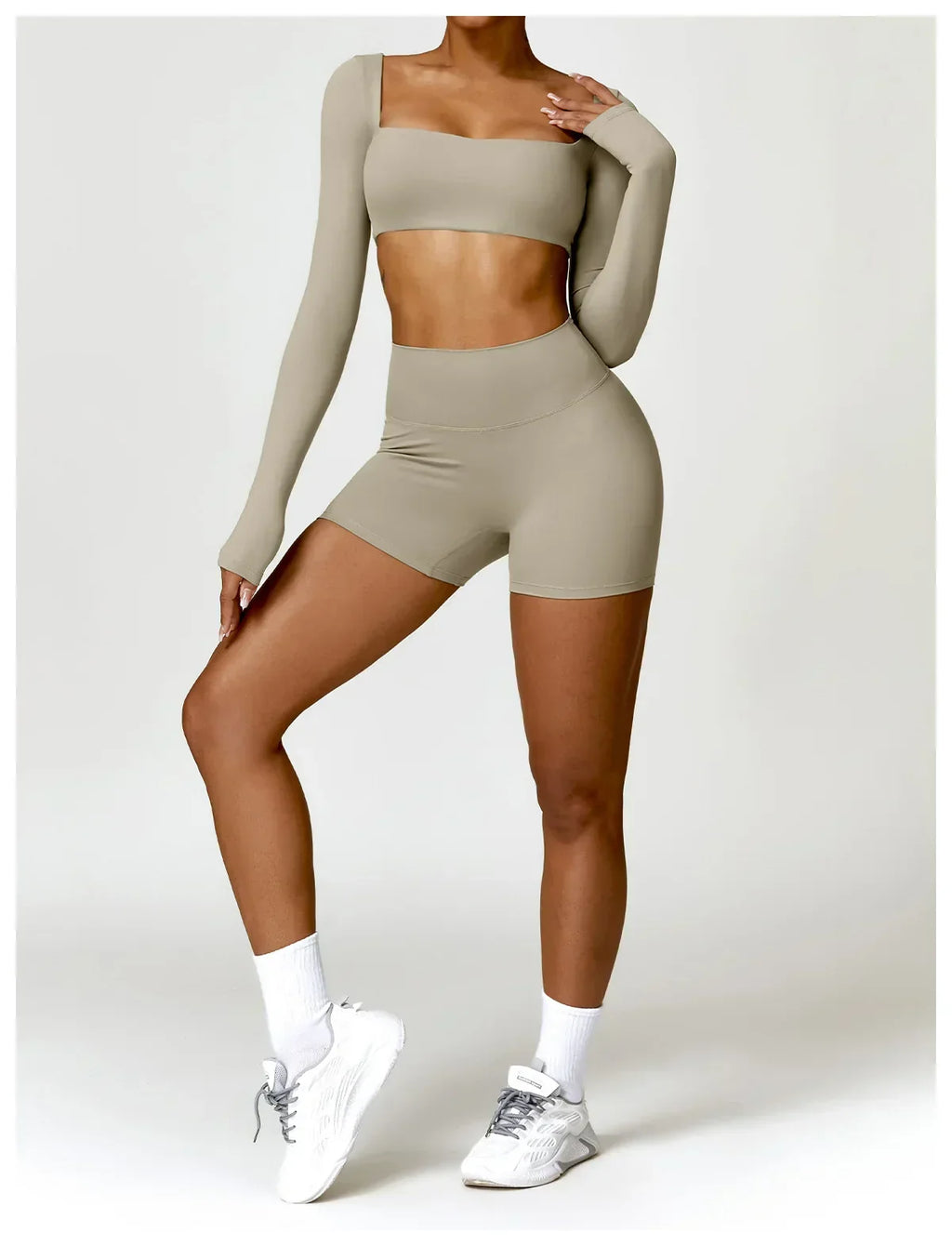 2-Piece Legging & Long Sleeve Set - Women's Yoga Tracksuit