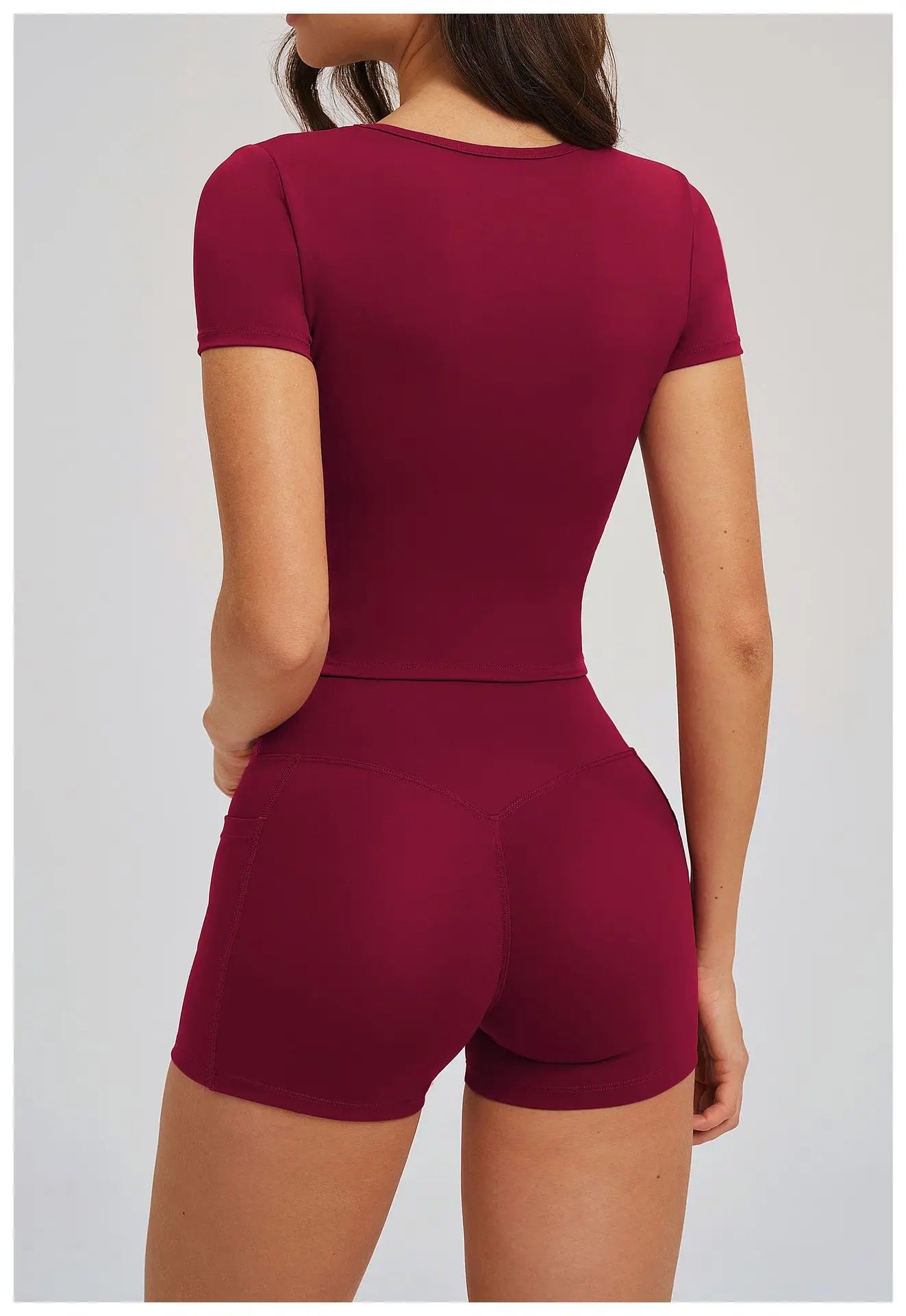 Short-Sleeve Stretch Sports Tee - Women's Yoga & Gym Top