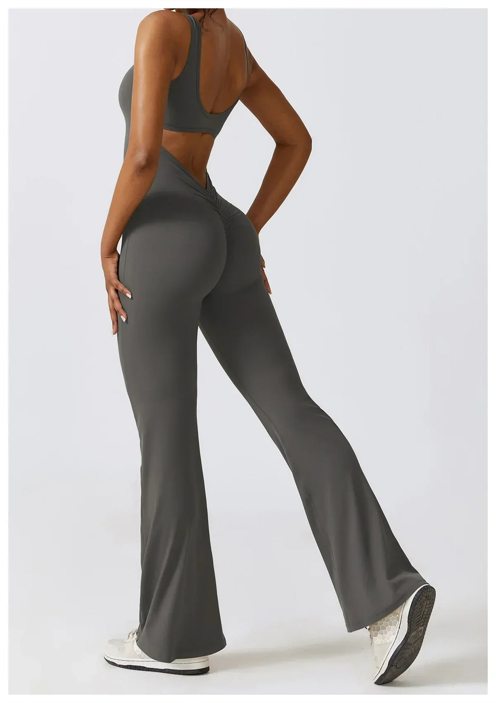 One-Piece Stretch Bodysuit - Women's Push-Up Workout Jumpsuit