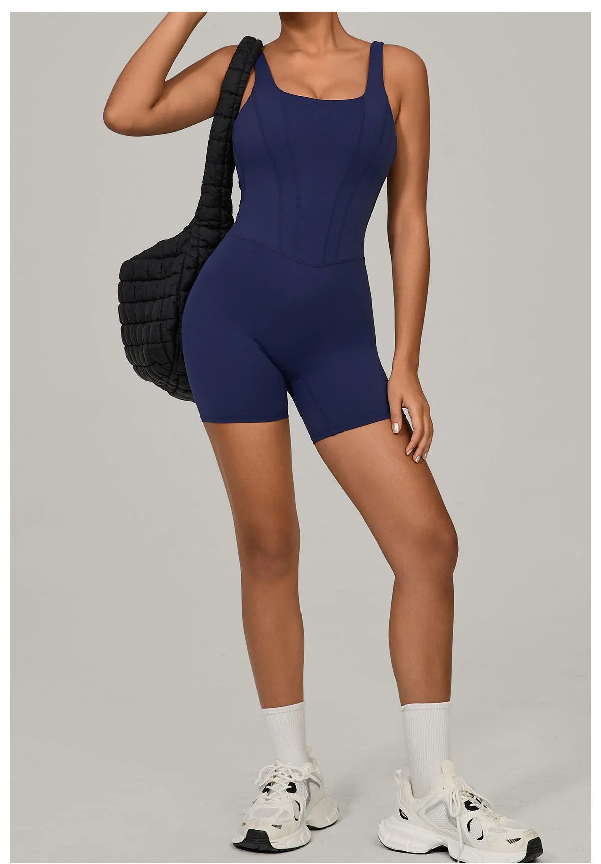 Backless Bodycon Romper - Women's Push-Up Workout Jumpsuit