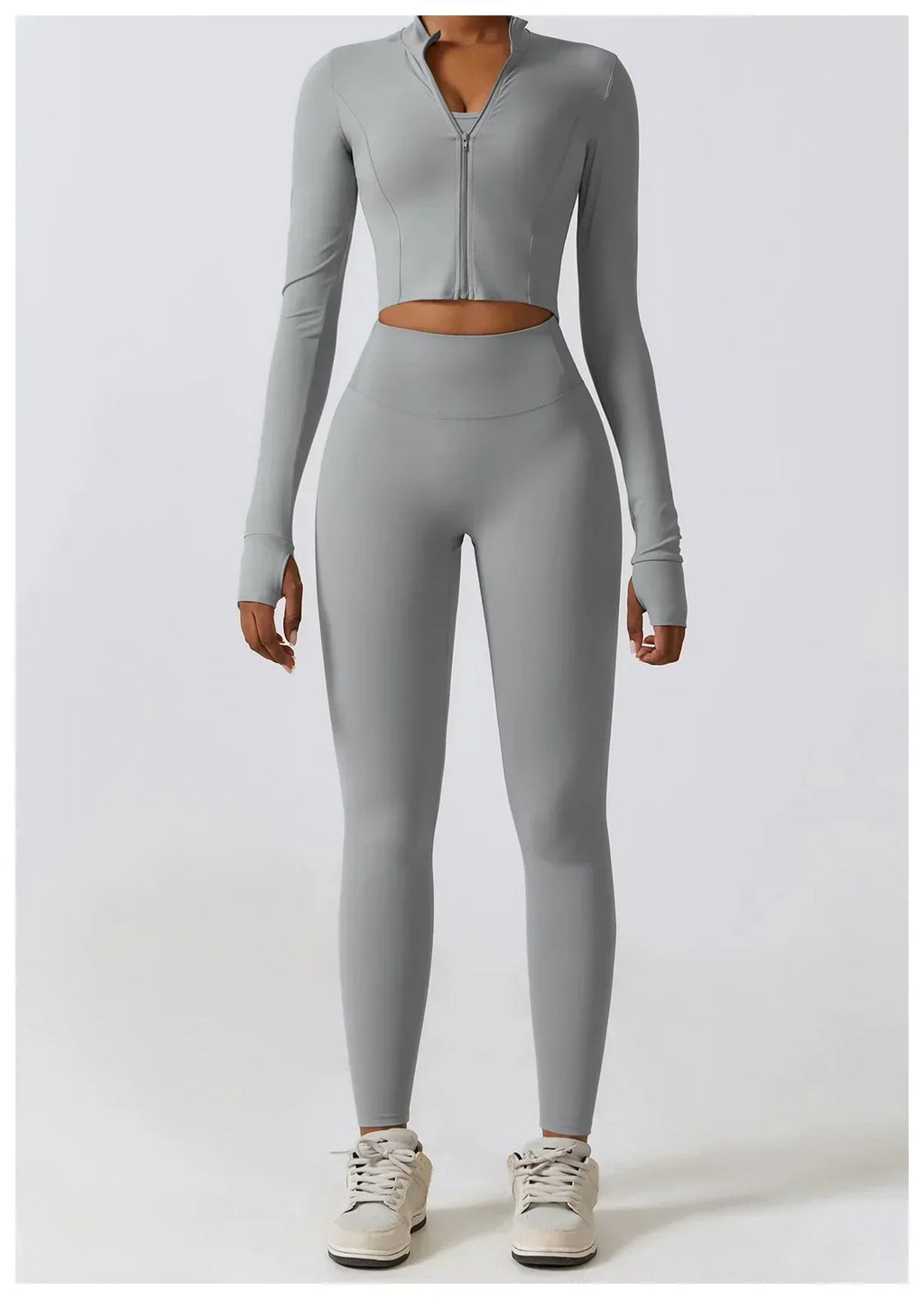 2/3-Piece Activewear Set - Leggings, Bra & Long Sleeve Top