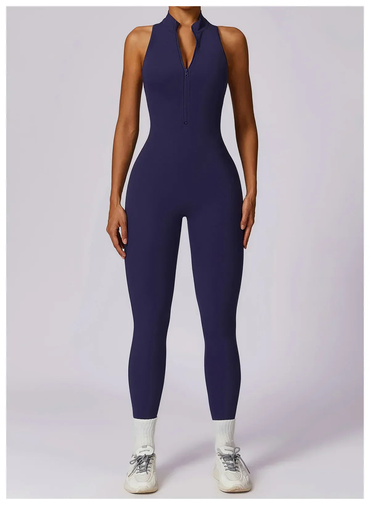 Zip-Front Yoga Jumpsuit - Women's Pilates & Gym Overalls