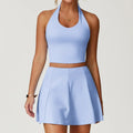 2-Piece Halter Bra & Skirt Set - Women's Fitness Tracksuit