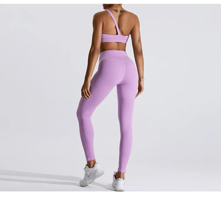 One-Shoulder Sports Bra - Women's High-Support Yoga Vest