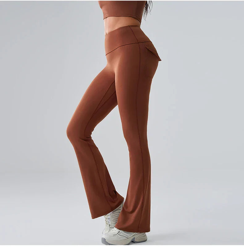 High-Waist Bell-Bottom Yoga Pants - Wide-Leg Flare Leggings