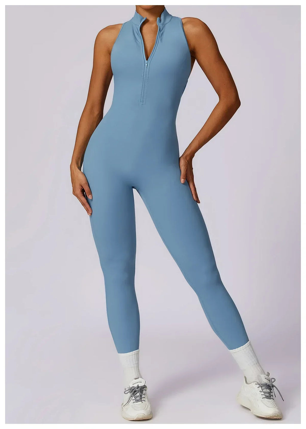 Zip-Front Yoga Jumpsuit - Women's Pilates & Gym Overalls