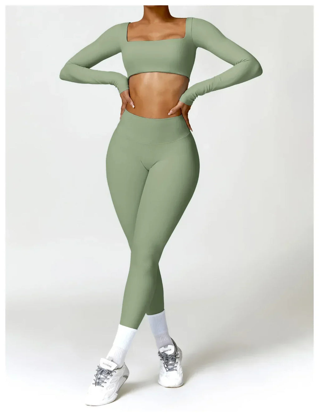 2-Piece Legging & Long Sleeve Set - Women's Yoga Tracksuit