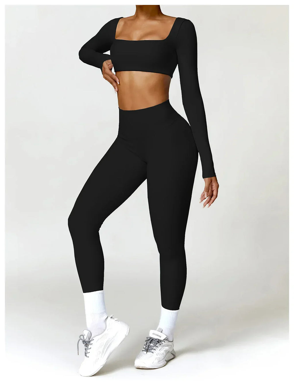 2-Piece Legging & Long Sleeve Set - Women's Yoga Tracksuit