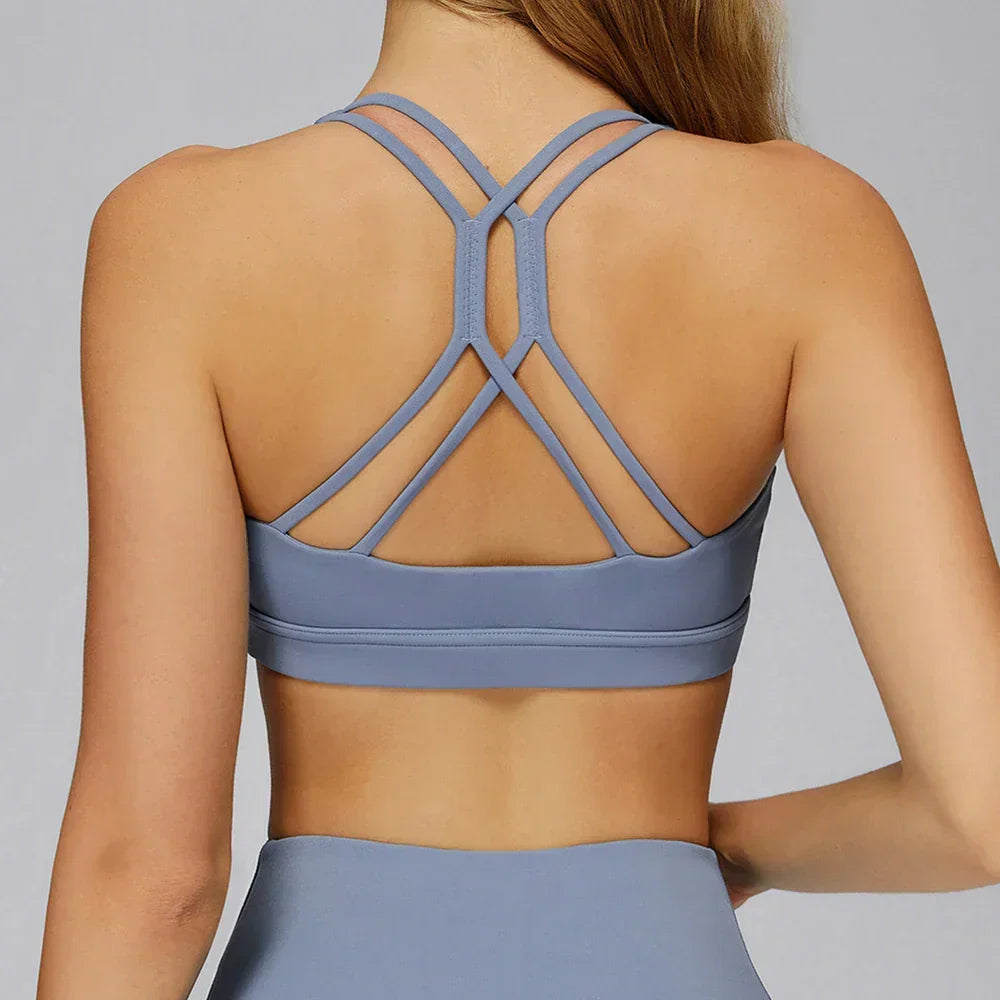Cross-Back Push-Up Sports Bra - Breathable Tank Top