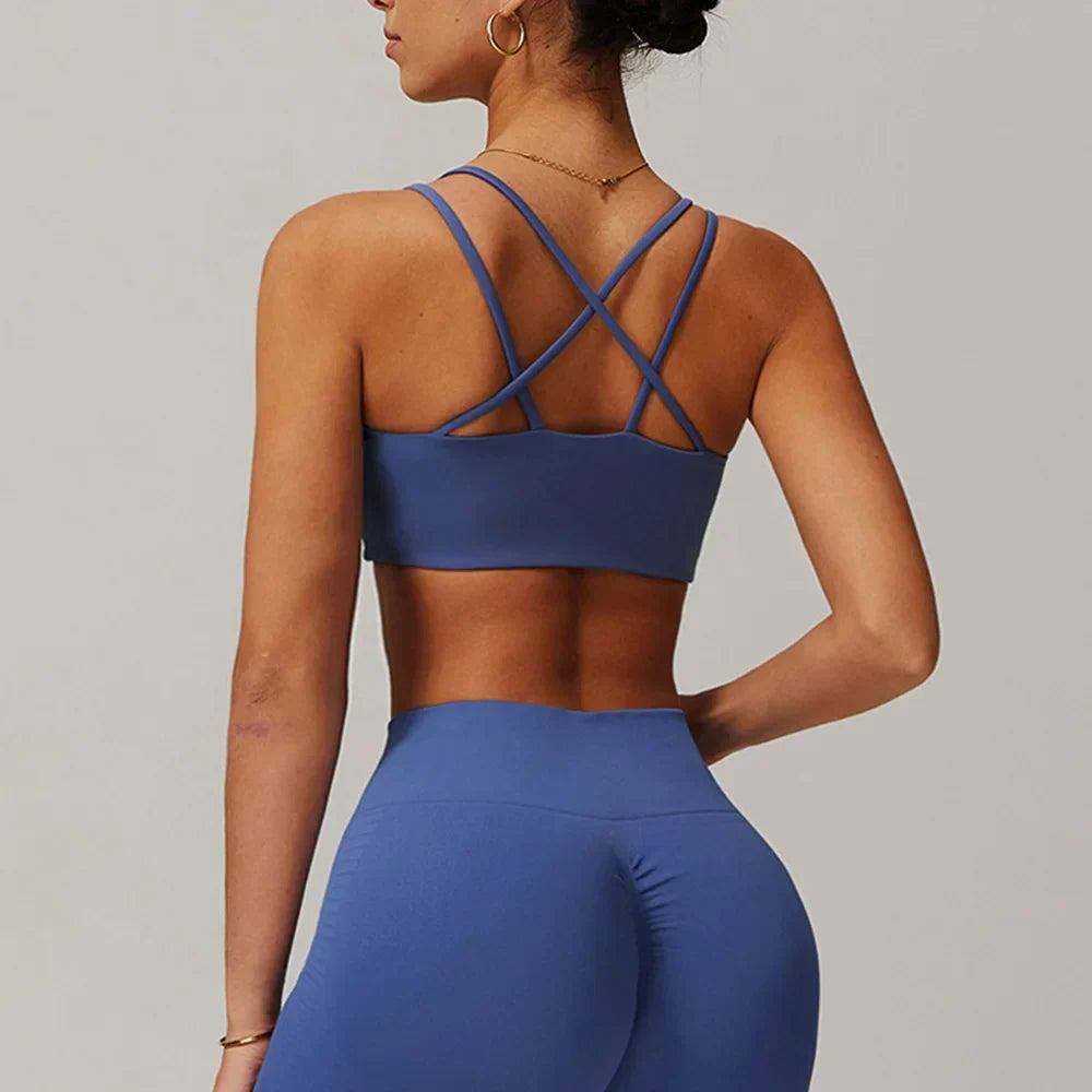 Criss-Cross Back Sports Bra - High-Support Padded Bralette