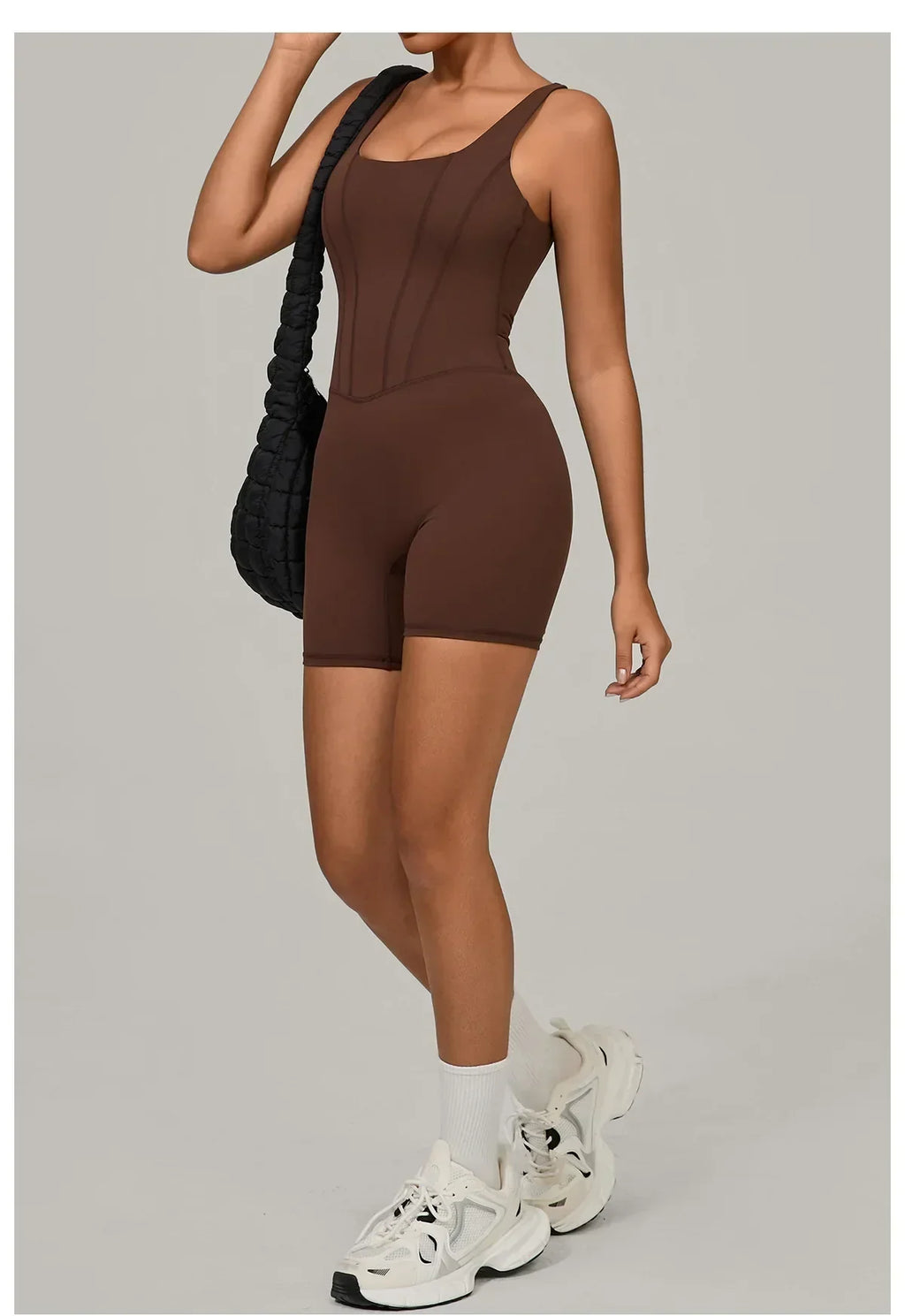 Backless Bodycon Romper - Women's Push-Up Workout Jumpsuit