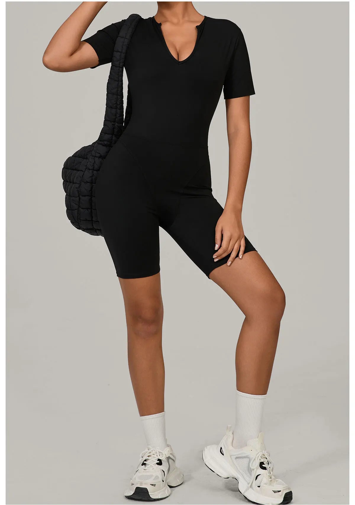 Short Sleeve Summer Romper - Women's Push-Up Yoga Bodysuit