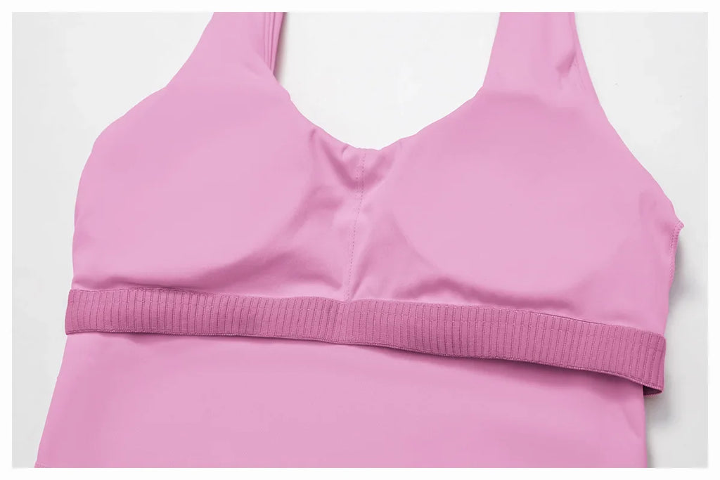 Halter Seamless Sports Bra - Quick-Dry Push-Up Tank