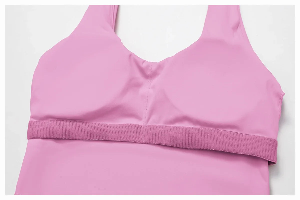 2-Piece Halter Bra & Skirt Set - Women's Fitness Tracksuit