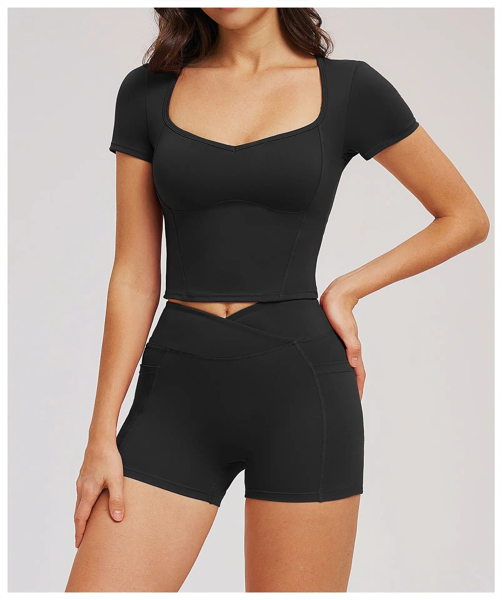 Short-Sleeve Stretch Sports Tee - Women's Yoga & Gym Top