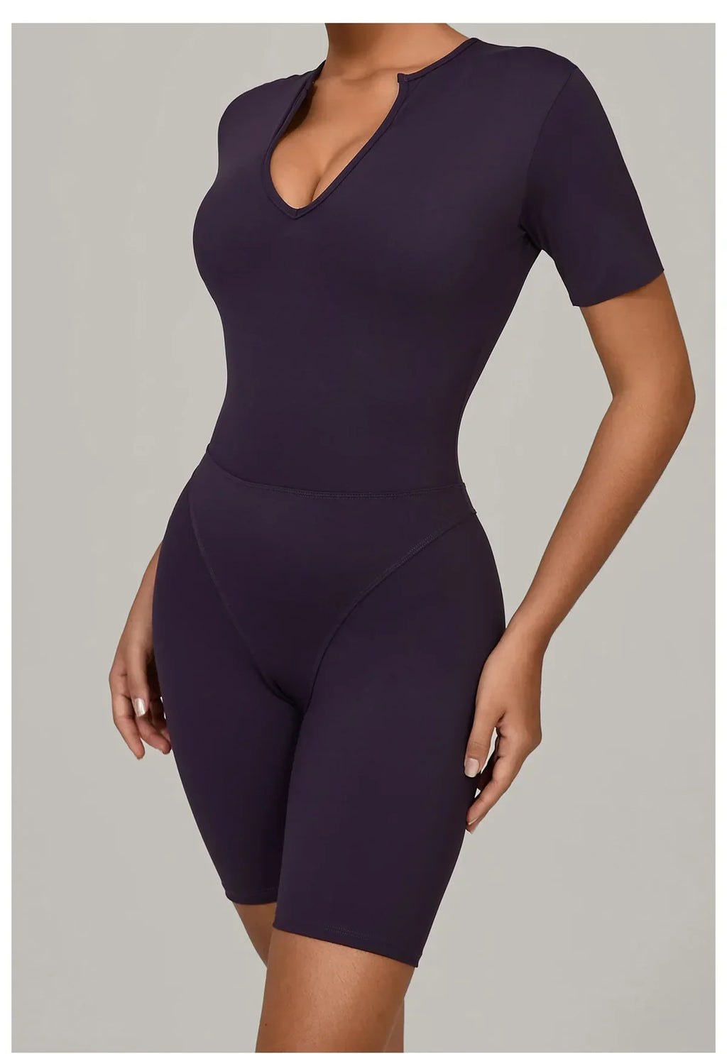 Short Sleeve Summer Romper - Women's Push-Up Yoga Bodysuit