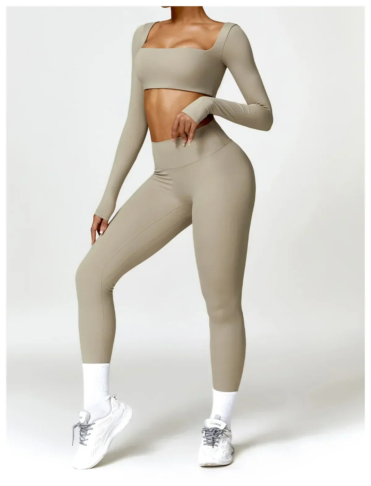 2-Piece Legging & Long Sleeve Set - Women's Yoga Tracksuit