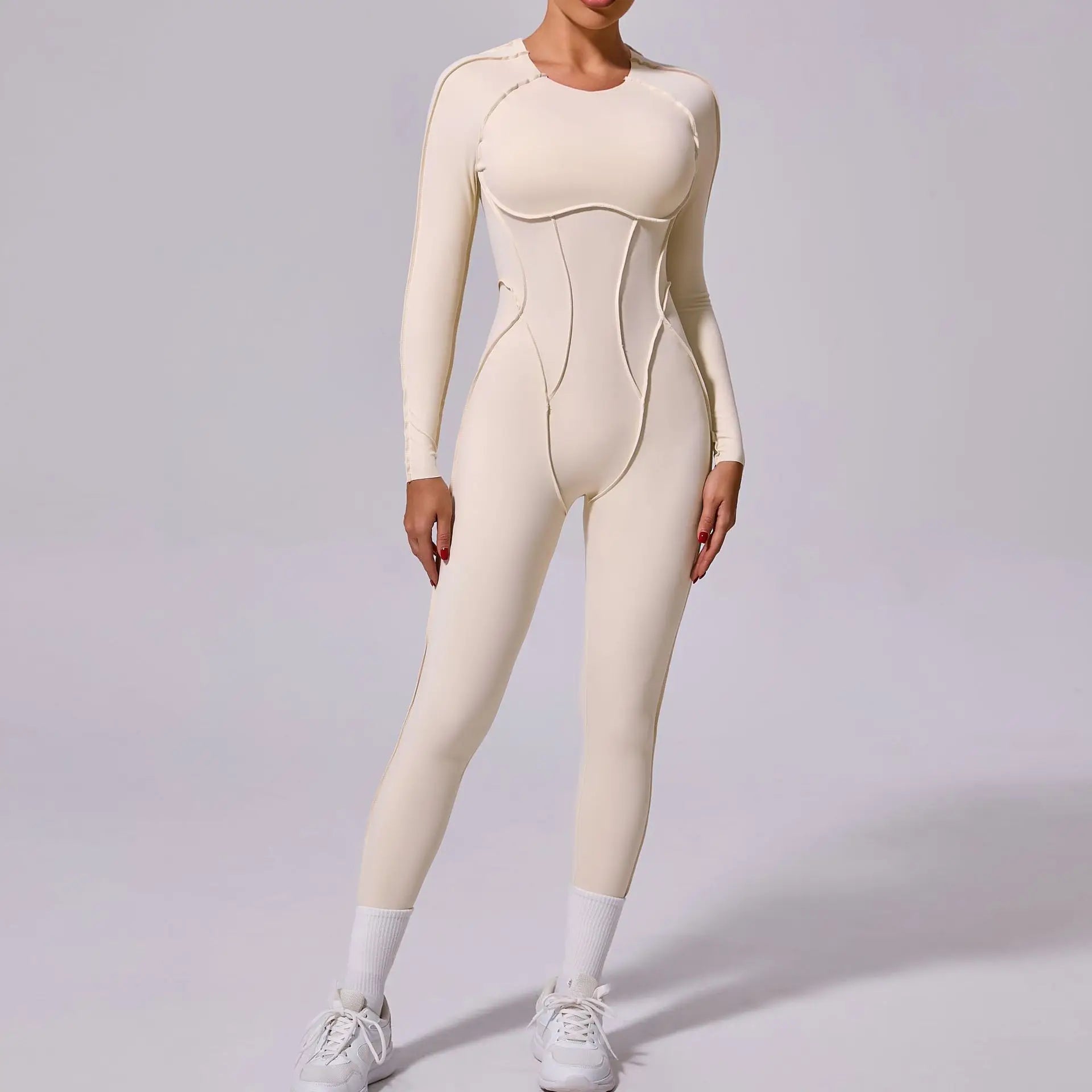 Long Sleeve Overalls Romper - Women's Running & Gym Jumpsuit