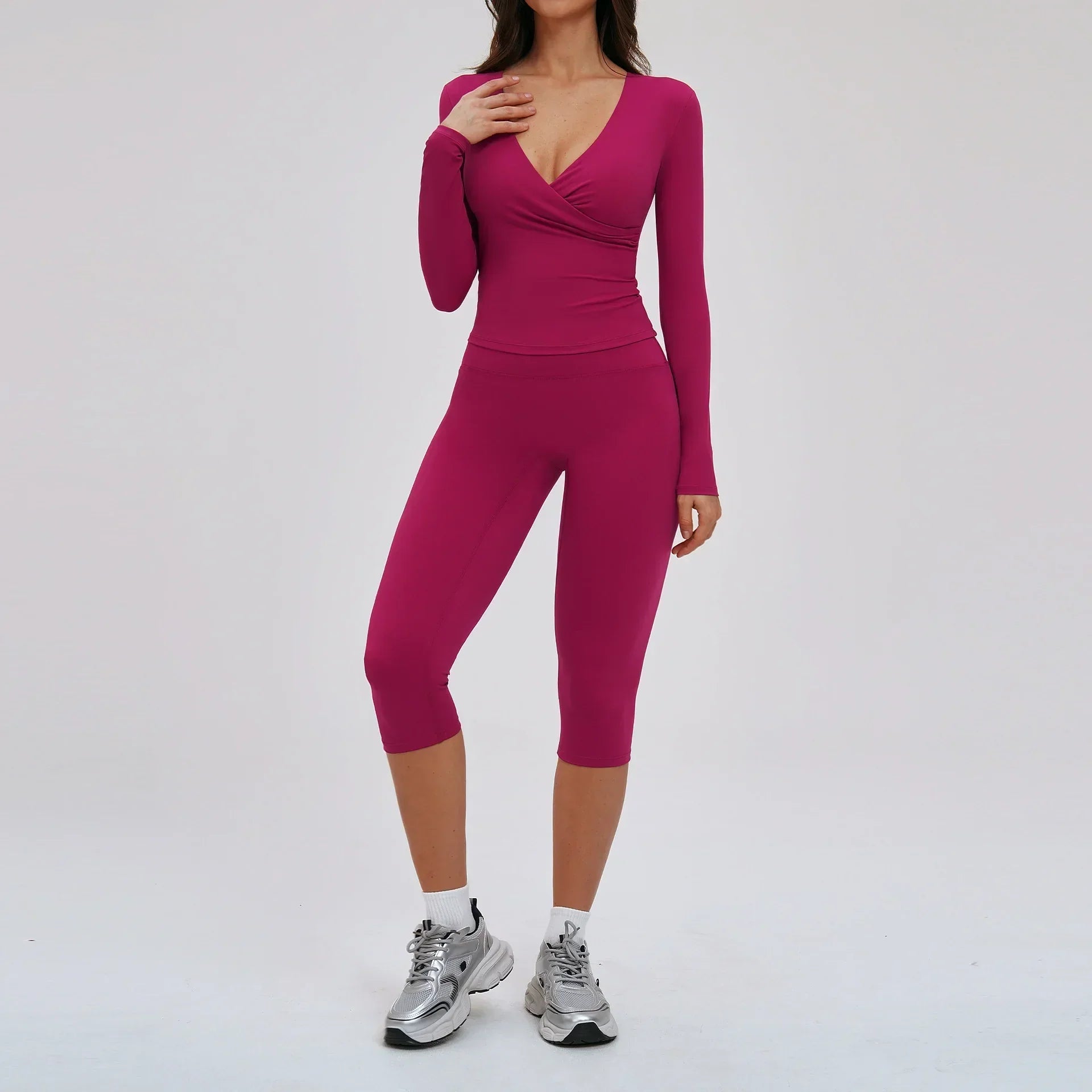 2-Piece Long Sleeve Set - Quick-Dry Yoga & Running Tracksuit