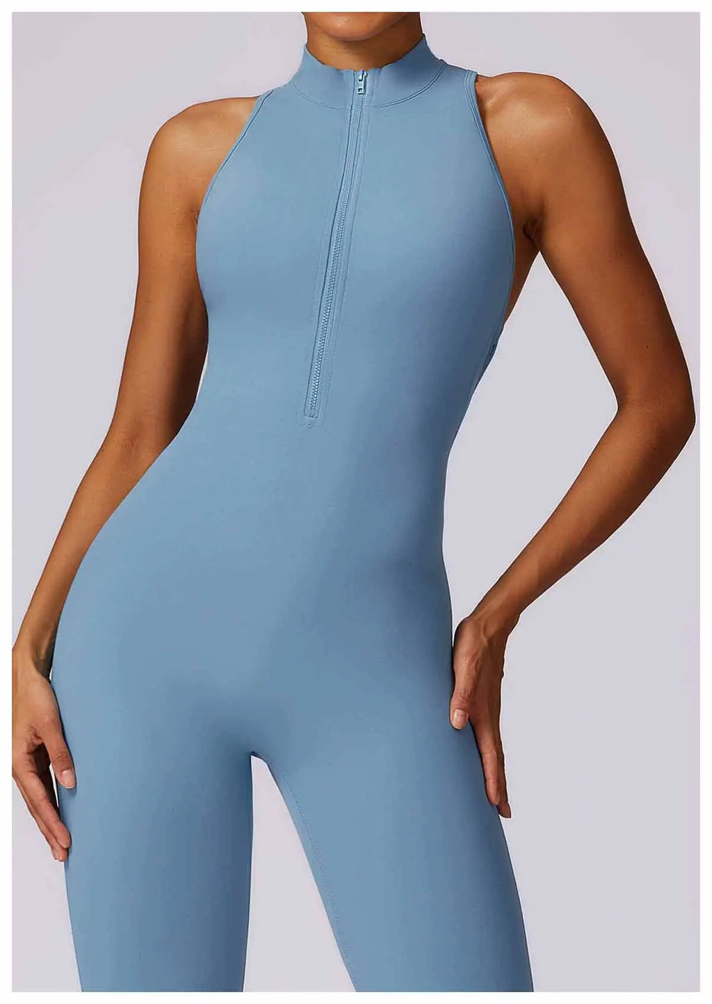 Zip-Front Yoga Jumpsuit - Women's Pilates & Gym Overalls