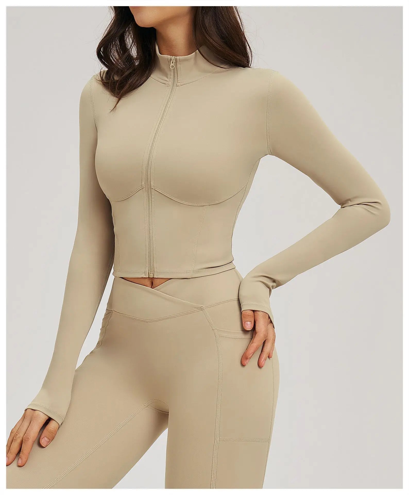 Zip-Up Crop Jacket - Women's Quick-Dry Yoga & Running Top