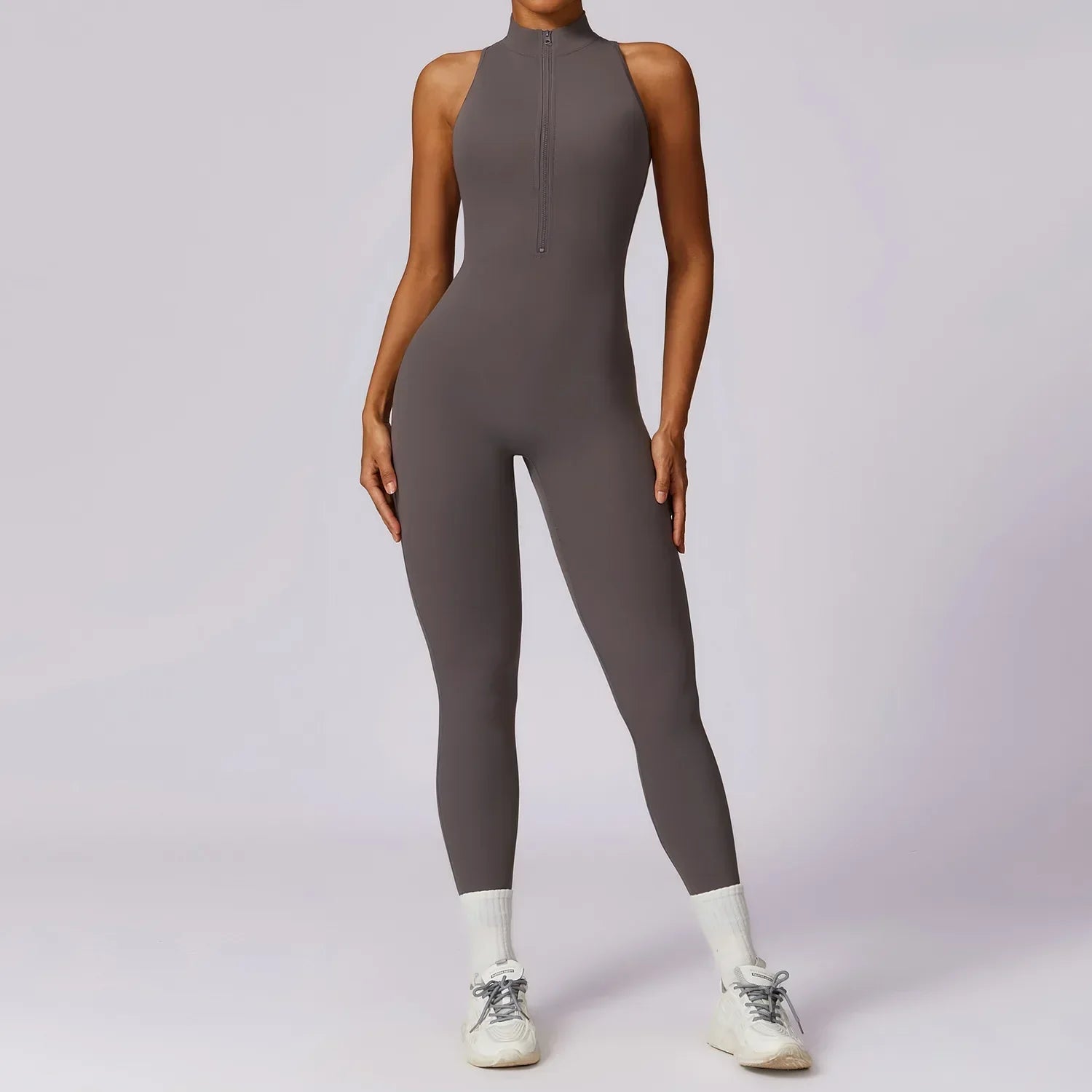 Zip-Front Yoga Jumpsuit - Women's Pilates & Gym Overalls