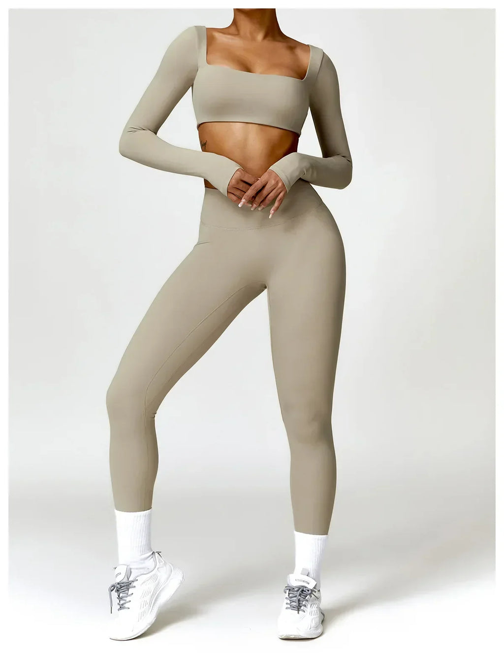 2-Piece Legging & Long Sleeve Set - Women's Yoga Tracksuit