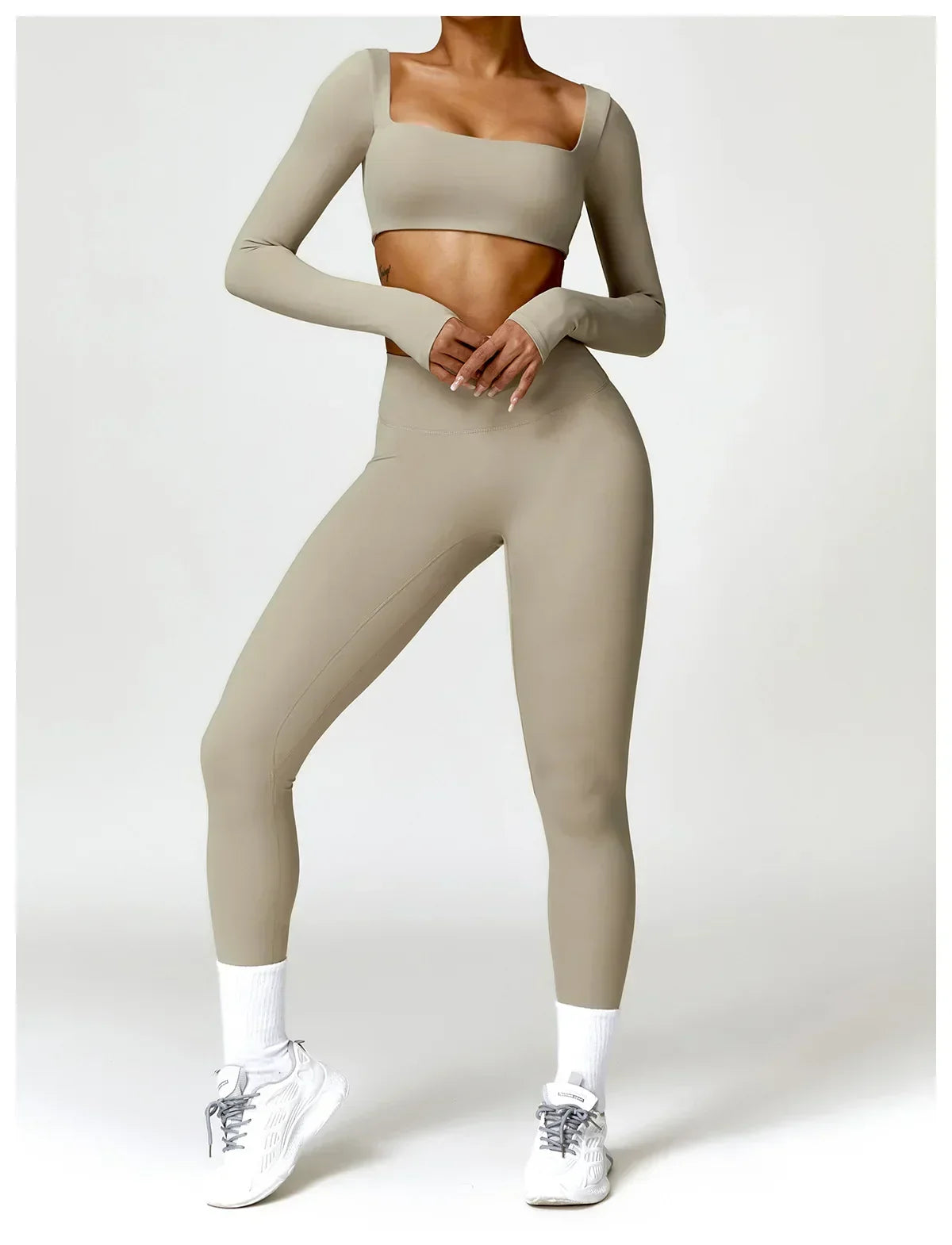 2-Piece Legging & Long Sleeve Set - Women's Yoga Tracksuit
