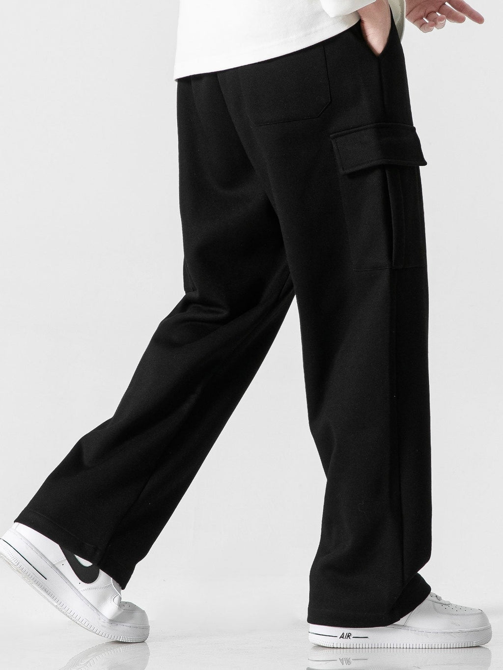 Relax Fit Long Sleeve 2 In 1 Waffle T-Shirt & Relax Fit Straight Leg Jersey Cargo Pants