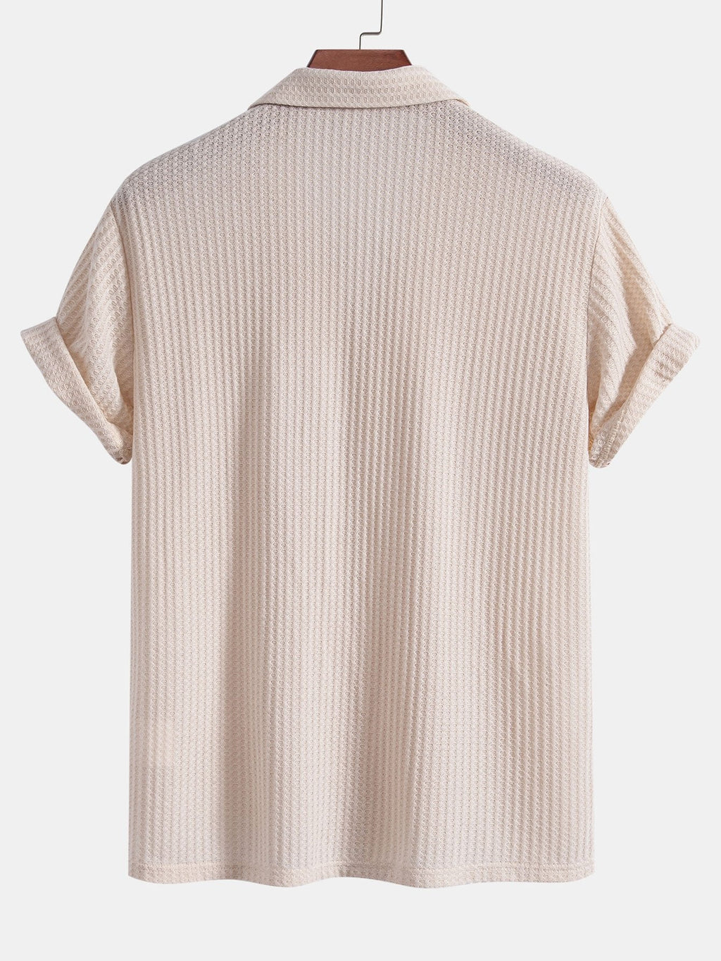 Short Sleeve Knitted Waffle Cuban Shirt & Straight Leg Linen Pants